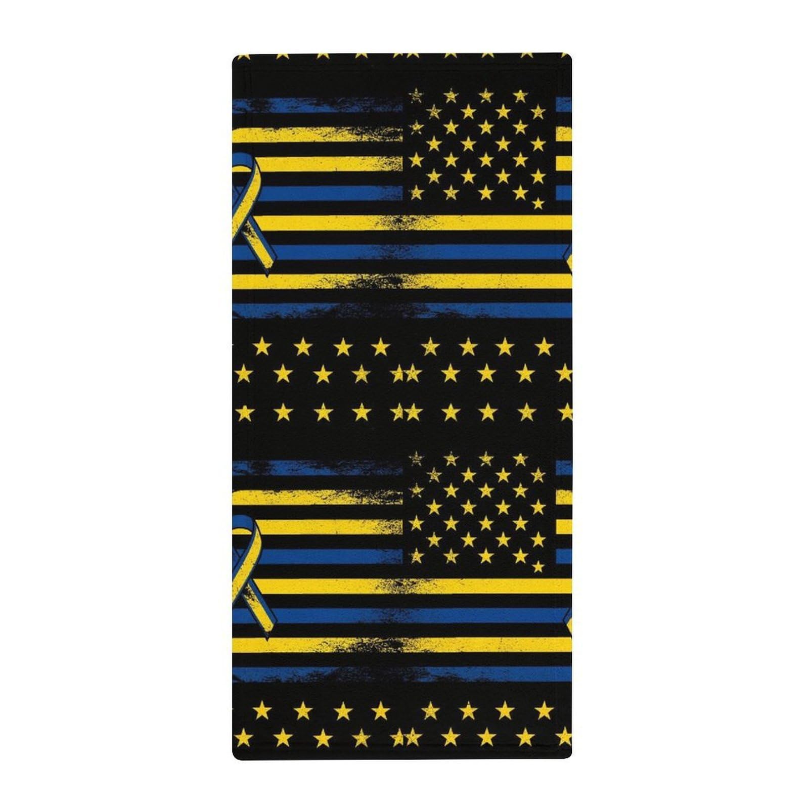 Anceky Premium Quick-Dry Bath Towels, Down Syndrome American Flag Art Ultra Soft Hand Towels for Travel, Gym & Hotel Essentials
