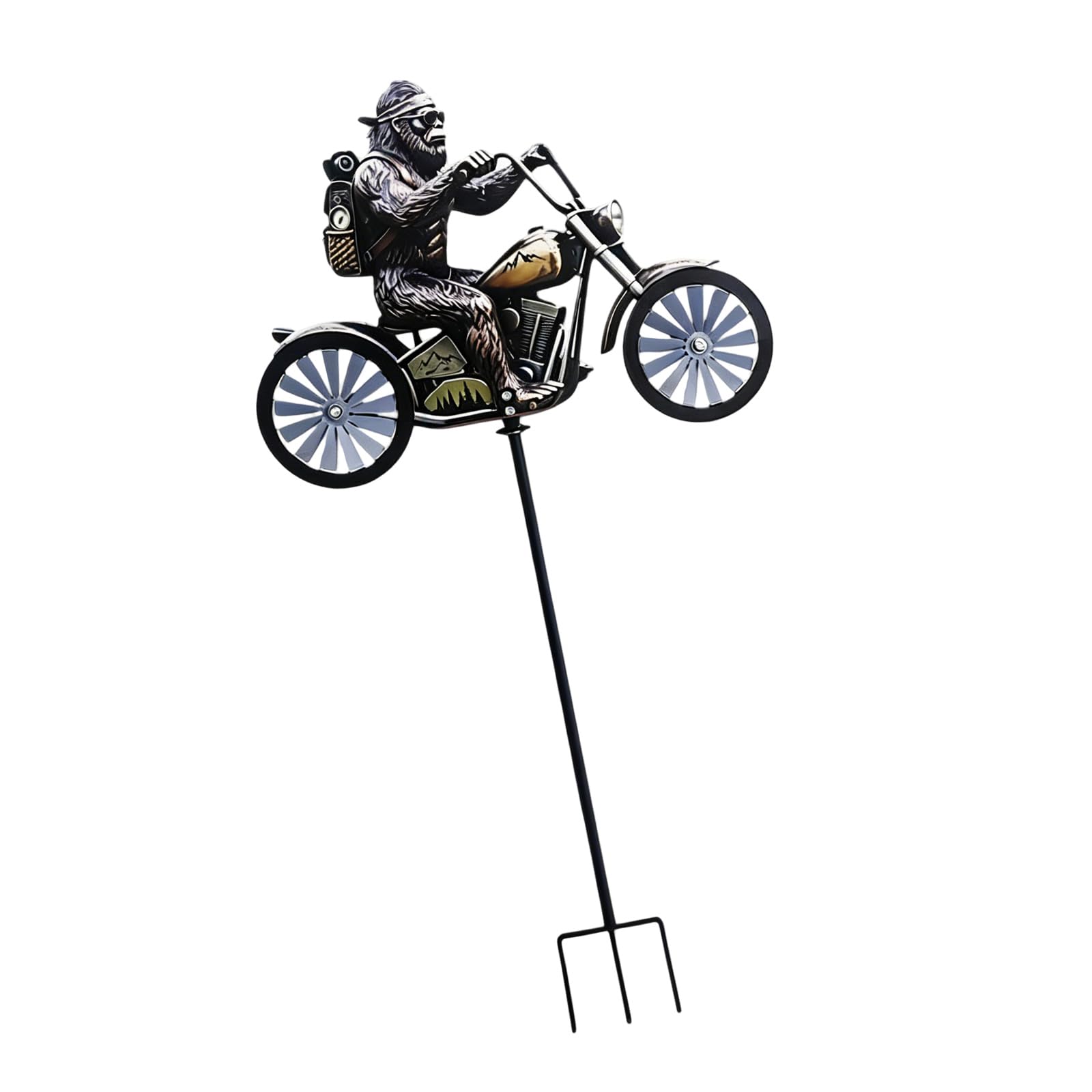 Eye Catching Biking Windmill Yard Ornament Outdoor Decoration Item Constructed From Long Lastingly Iron for Backyard Iron Garden Stake Wind Spindler
