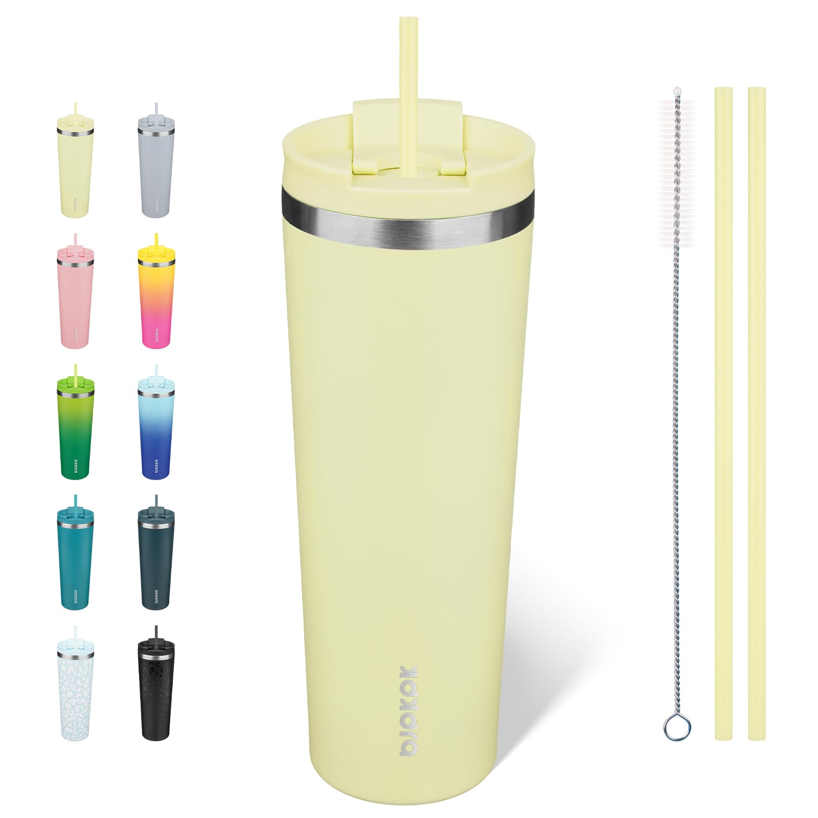 BJPKPK 30 oz Coffee Tumbler with Straw, Insulated Stainless Steel Cup
