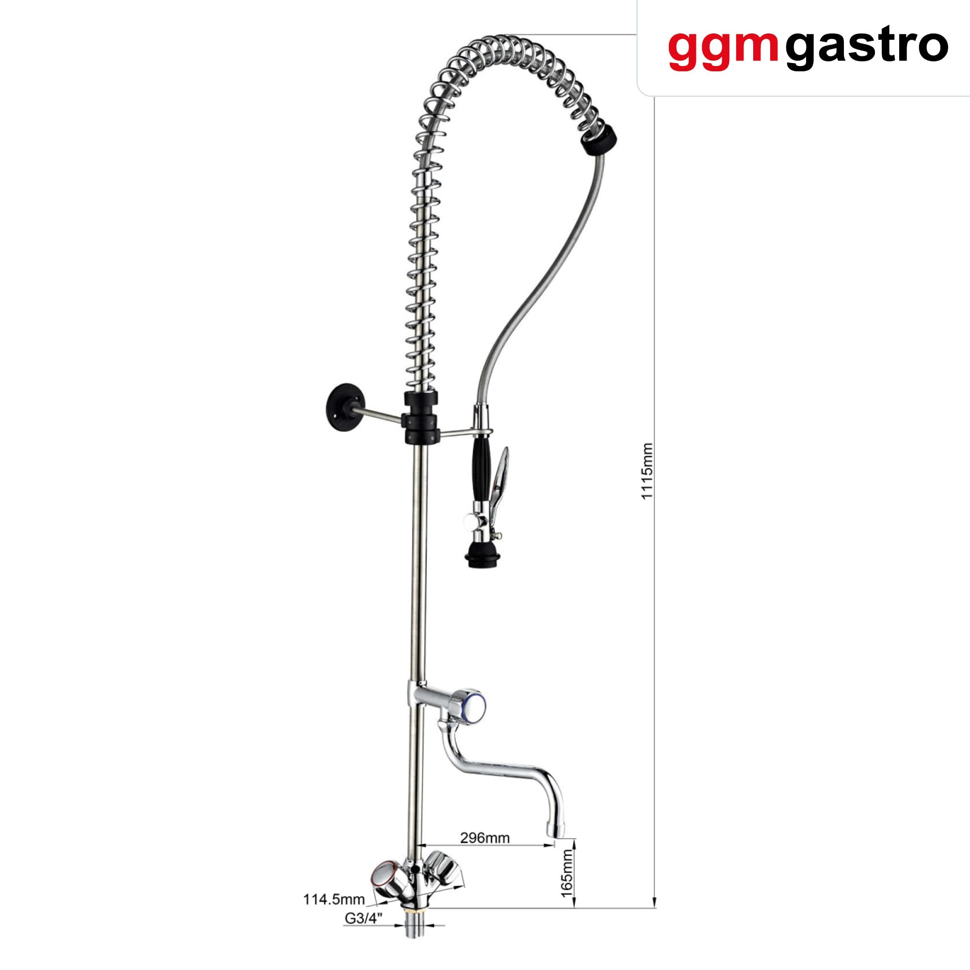 GGM Gastro| GY6 | Einloch Geschirrbrause 6000 - mit Mischbatterie, Schwenkhahn & 2 Mischventilen