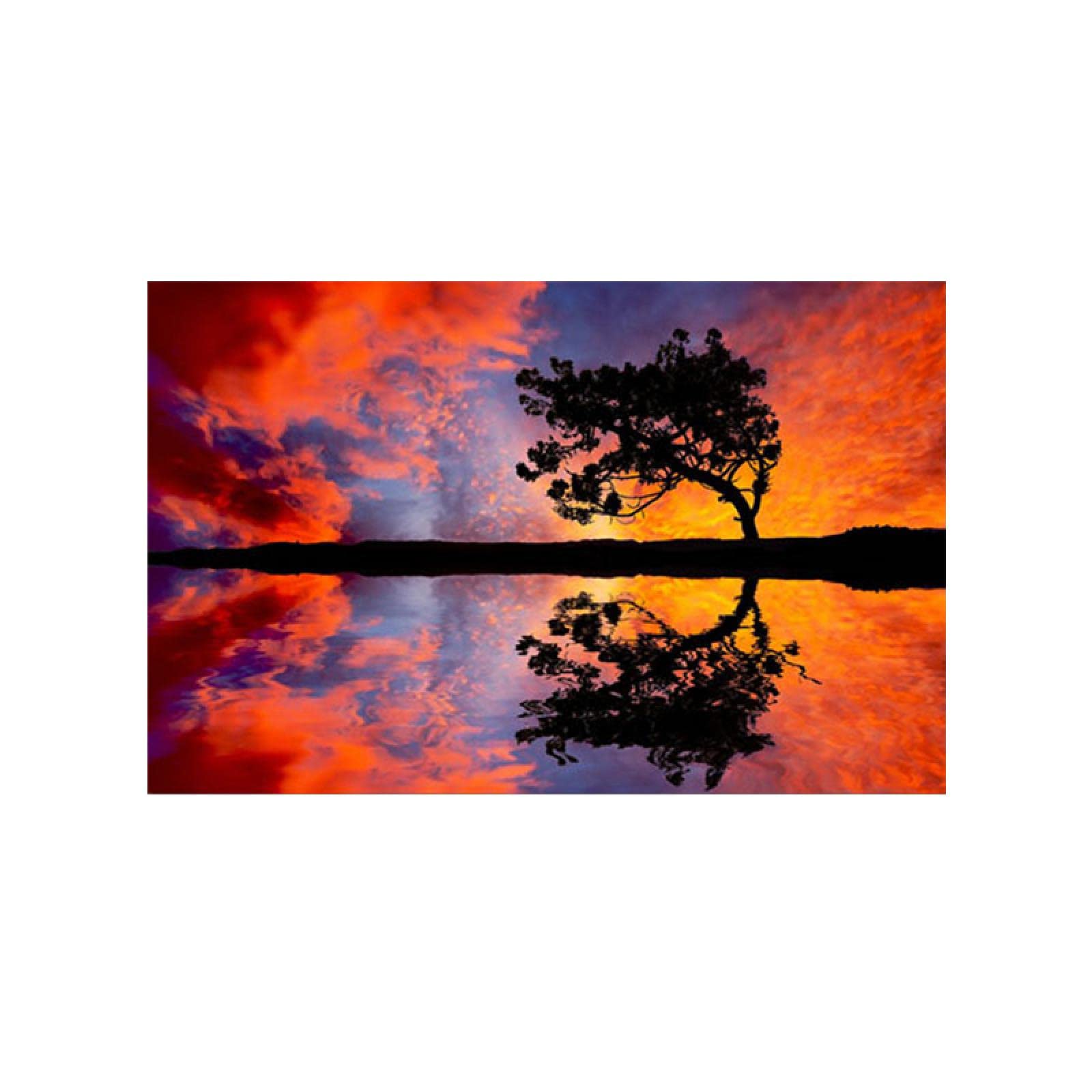 Bladeren Kunst Herfst Rood Oranje Canvas Muurfoto Print (12x8in
