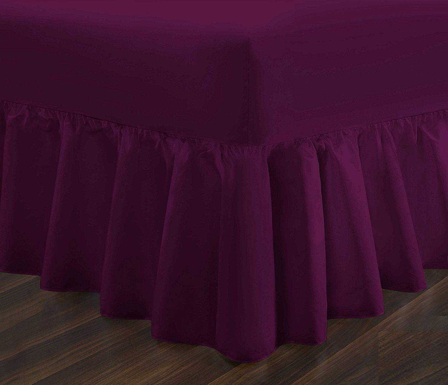 Plain Dyed Fitted Valance Bed Sheet Polycotton Percale Easy Care Bed Sheet Plum King Only