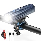 B2 Rechargeable Bike Light with Taillight, 1300 High Lumen LED Bike Flash Lights Type-C Rechargeable, Bike Headlight with 6 Modes & IP68 Waterproof for Outdoor, Night Riding(high Endurance)
