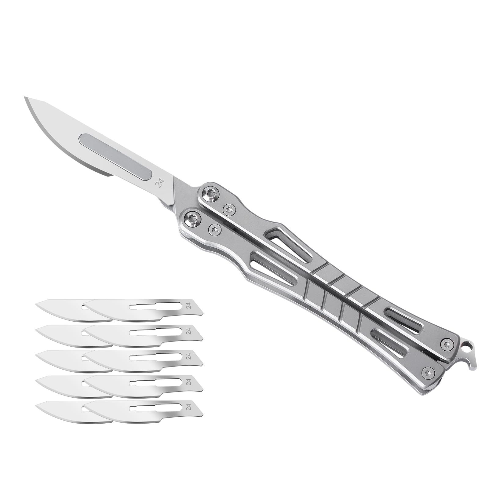 Photo 1 of Tops Home Folding Scalpel Knife, Pocket Knife for Men, Utility Box Cutter, EDC Multitool with Bottle Opener, Pry Bar, Glass Breaker, Comes with 10 Replaceable #24 Scalpel Blades, Everyday Carry, Gift for Men, Him, Dad