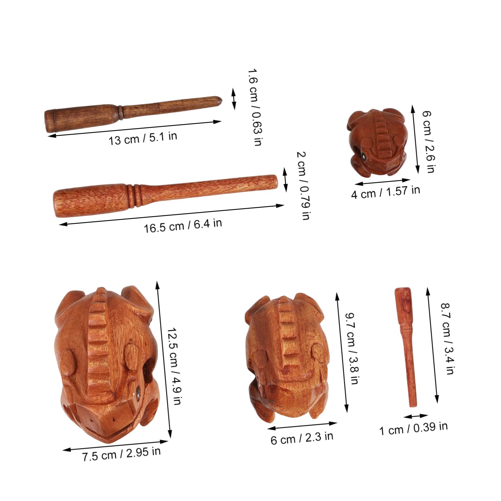 Rana de Percusión de Madera 3 Piezas, Artesanía Decorativa