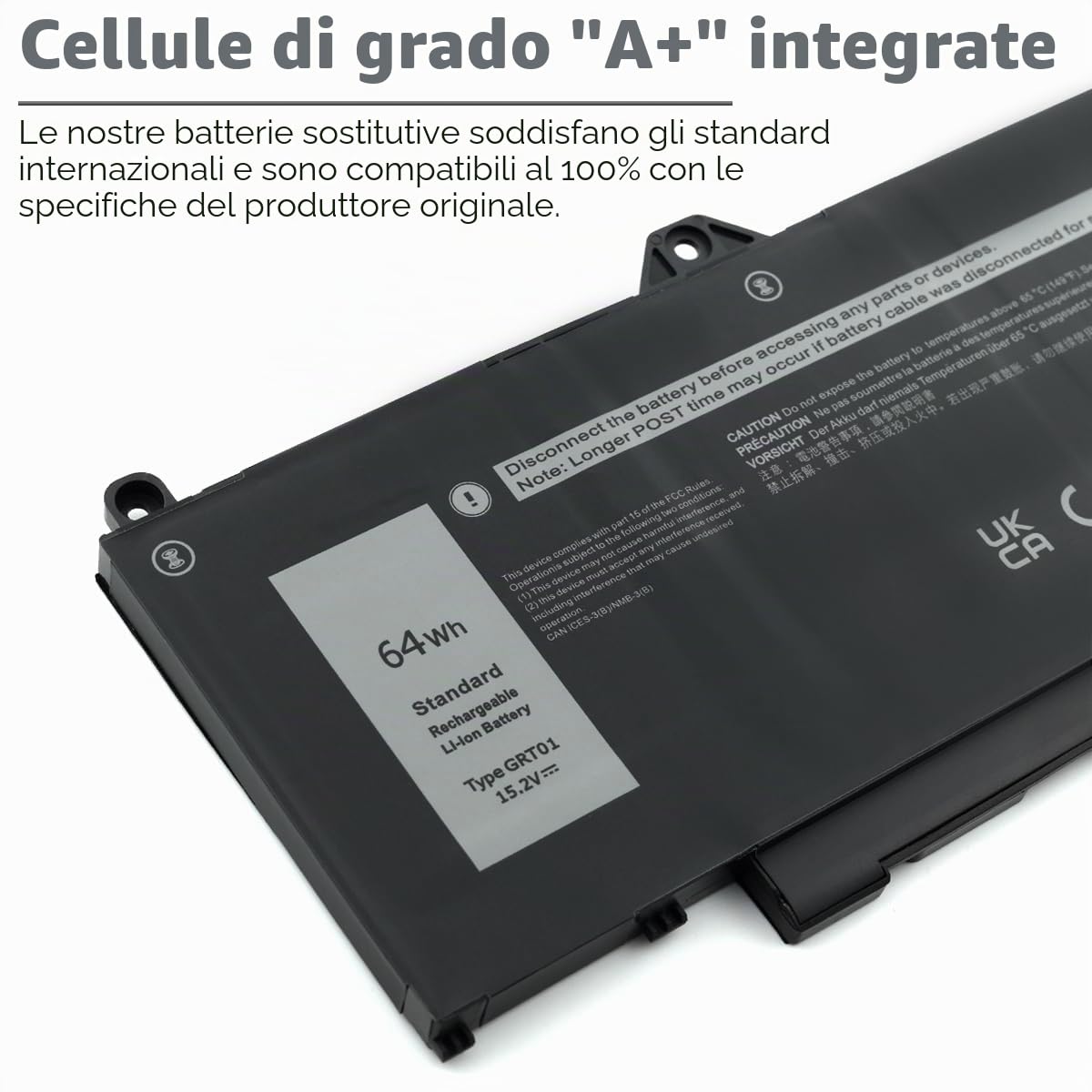 64Wh 4-celle GRT01 Laptop Batteria per Dell Latitude 5421 5431 5521 5531 Precision 3470 3561 3571 Series 00P3TJ 0P3TJ 0R05P0 R05P0 005RGW 05RGW 0VXD57 VXD57 451-BCUN 0ROP0 0R0PO 4ICP7/54/65