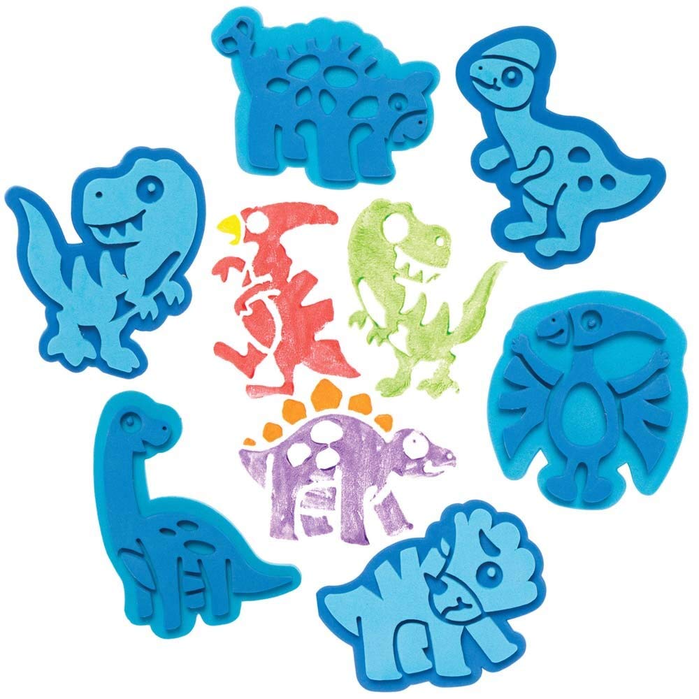 Baker Ross FE187 Dinosaur Craft Foam Stampers - Pack of 10, Craft Stamps, Stamp Sets for Children, Ideal for Kids Arts and Crafts Projects
