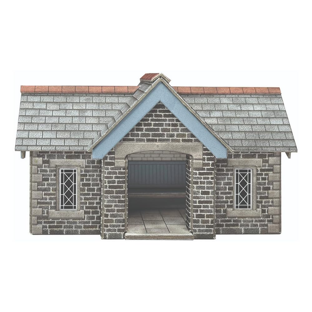 Metcalfe PN916 Little Cardleywick Station Shelter, N Gauge Scale Model Kit, Stone-Effect Card Construction, Railway Building