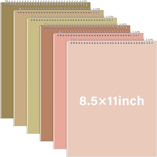 12 piezas de 8.5 x 11 pulgadas, libro de esteno en espiral, papel blanco con rayas universitarias, 70 hojasbloc, cubiertas de colores pastel para