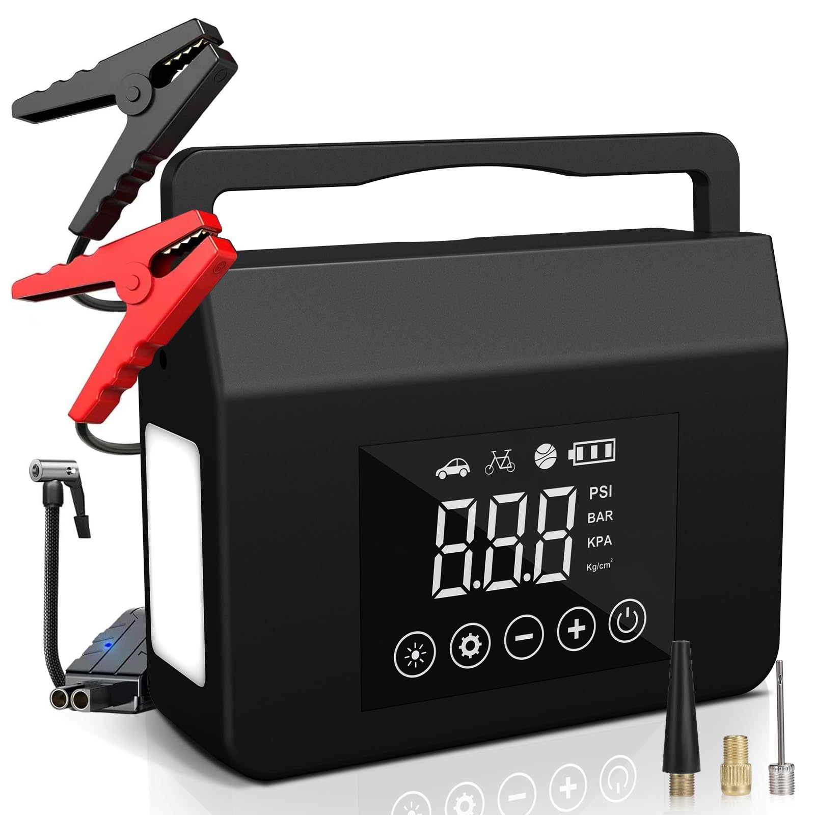 VUKARUAL L8 jump starter connected to a car battery