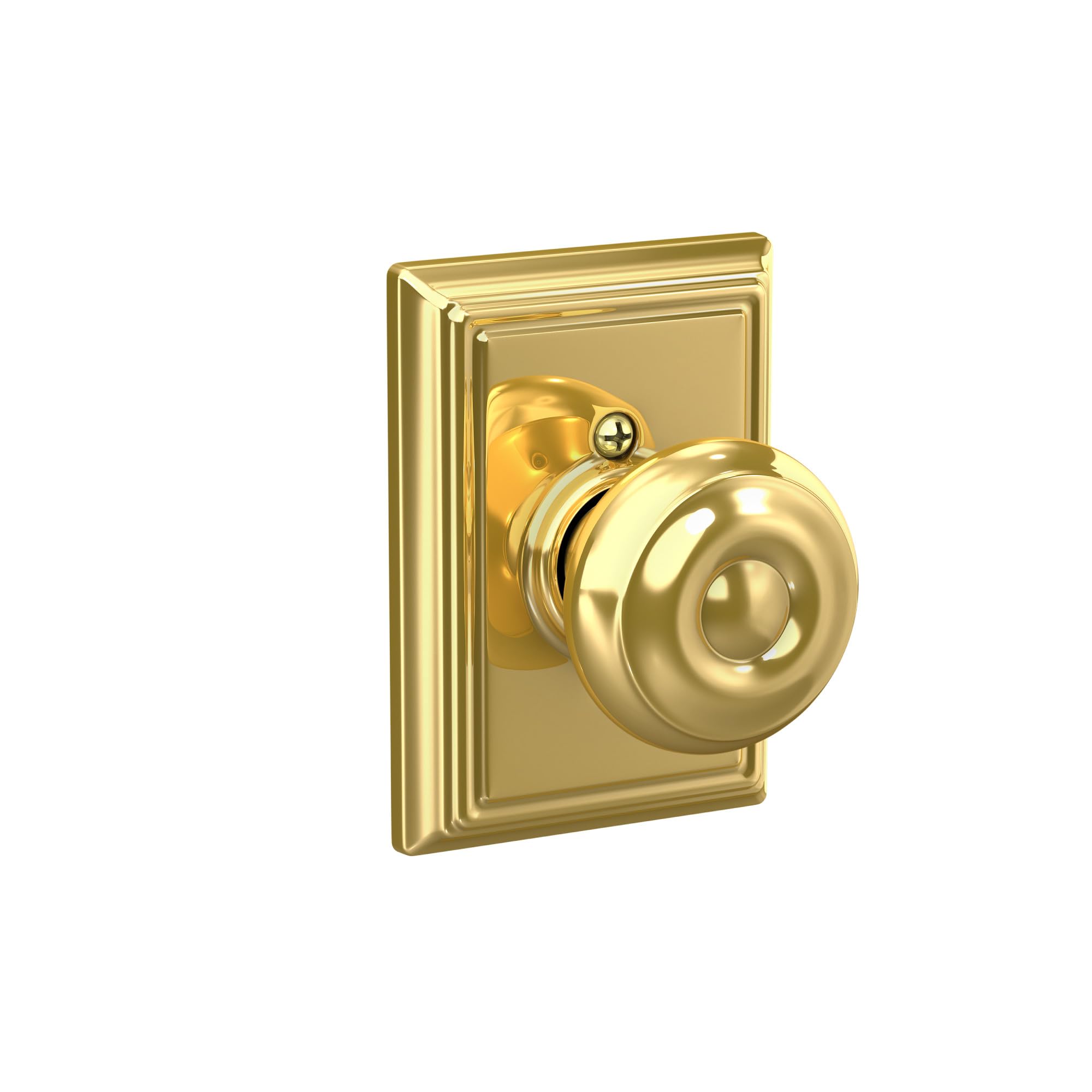 SCHLAGE Georgian Knob with Addison Trim Non-Turning Lock, Bright Brass (F170 GEO 605 ADD)