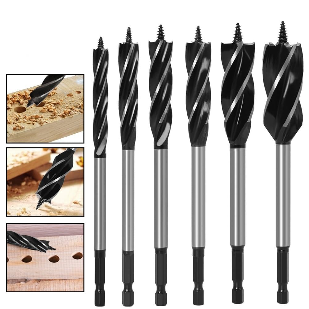 Set Punte Legno 1-9 Pezzi 8-35mm Attacco Cambio Rapido Punta Elica HSS 4 Taglienti per Falegnameria e DIY(9-piece)