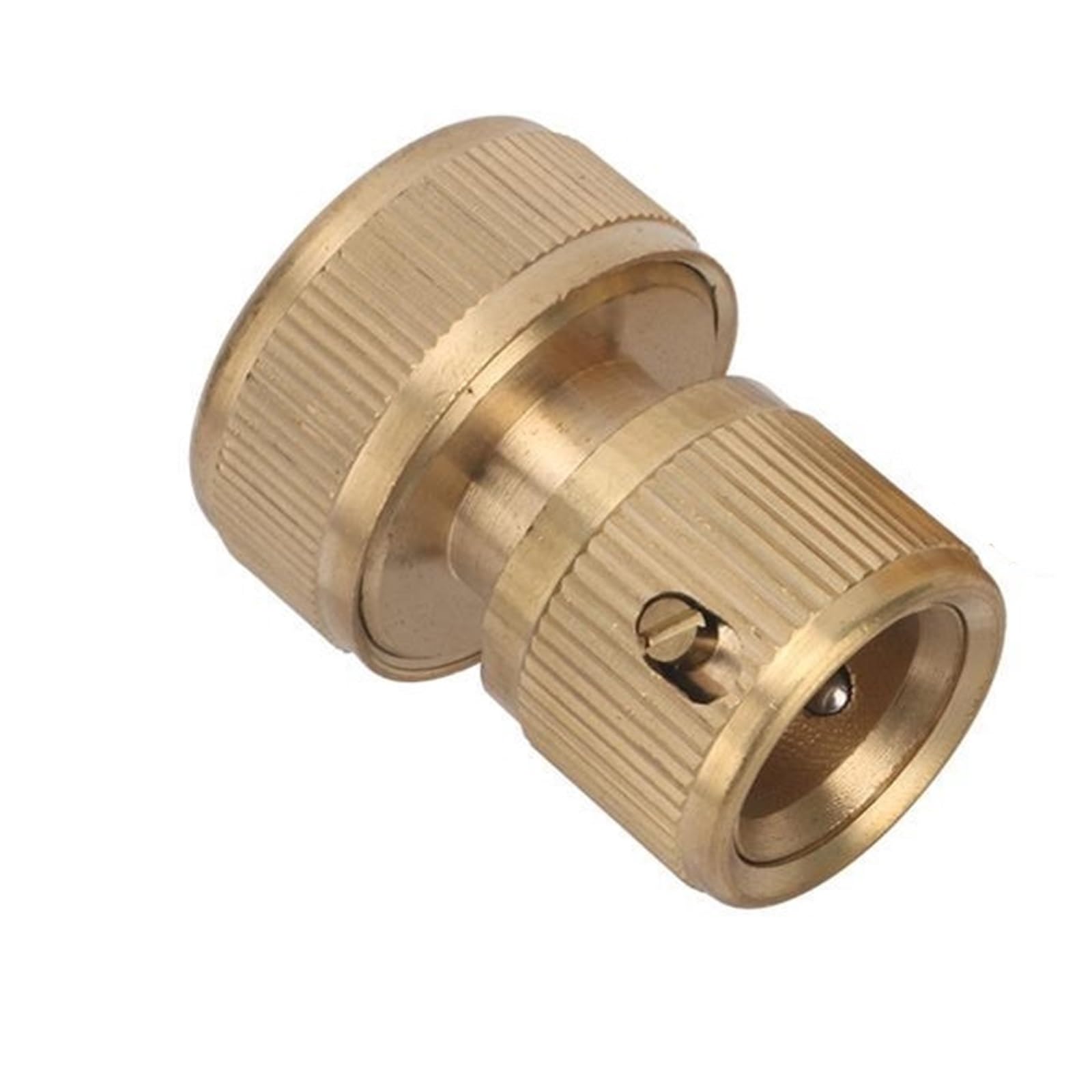 Conector rápido de latón 3/4 con sistema waterstop para mangueras sin herramientas
