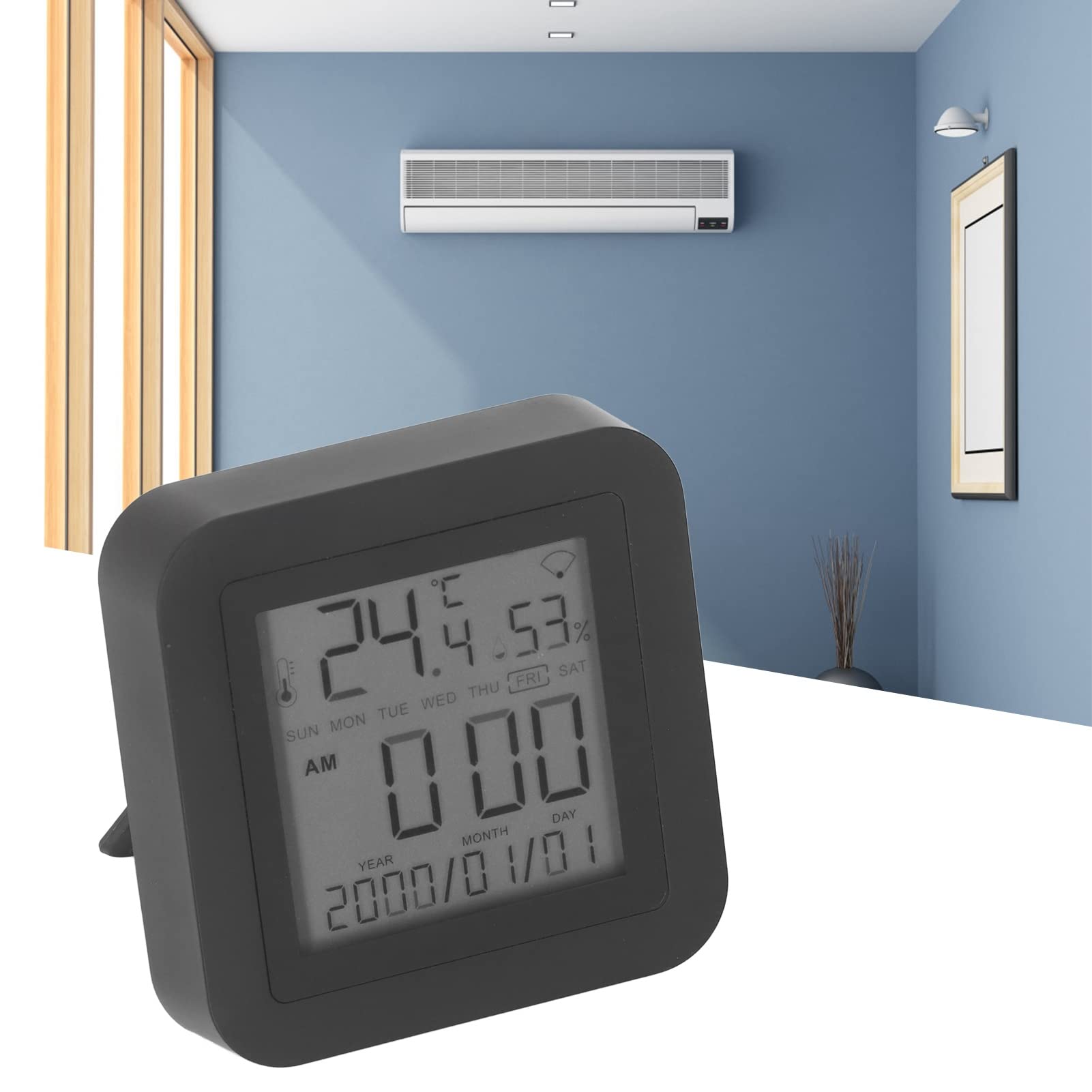 Termómetro higrómetro inteligente WIFI con control remoto por infrarrojos y pantalla LCD, medidor de temperatura y humedad compatible con Smart Life y Tuya APP, DC 5V, 2.4GHz WIFI