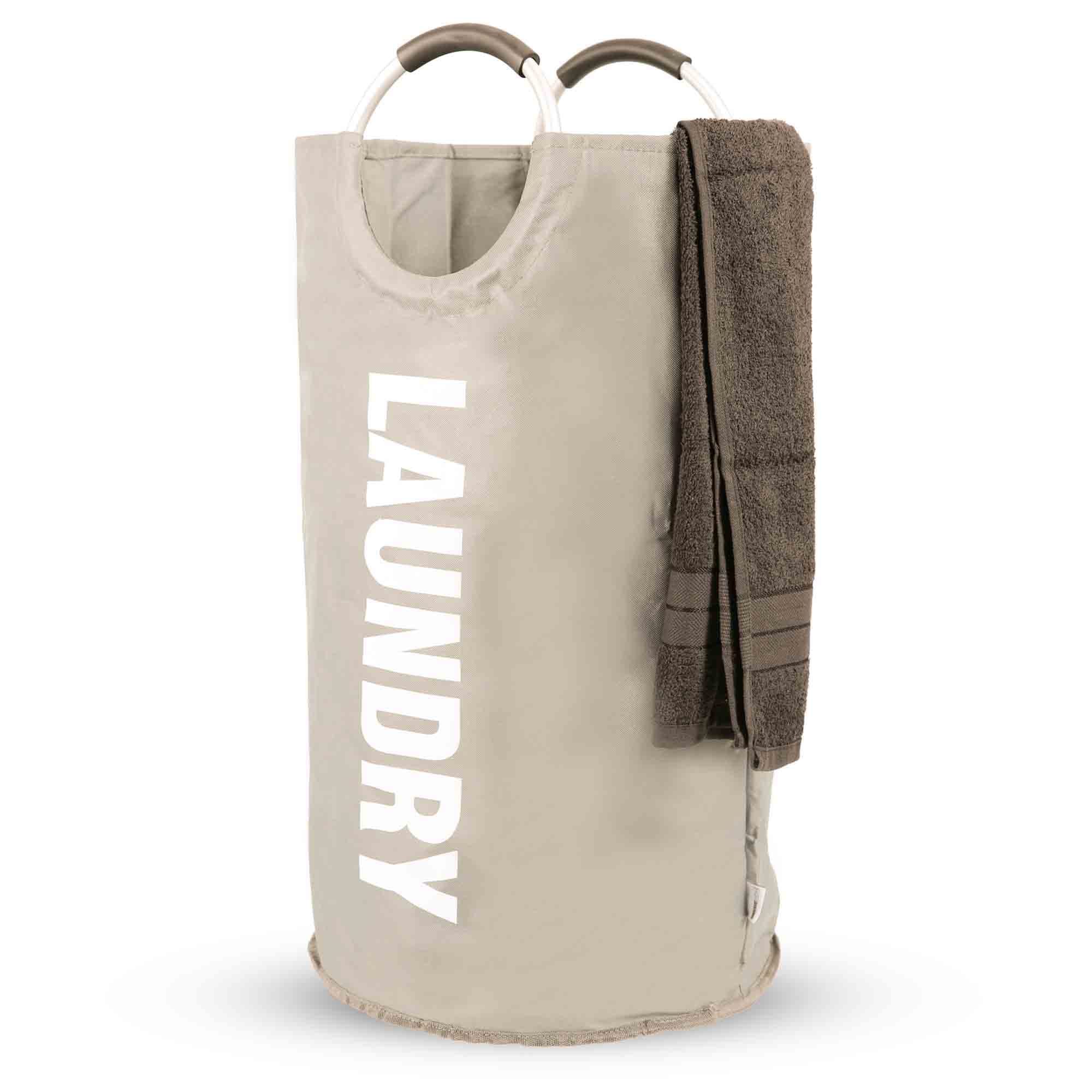 Albert Austin Silver 82L Laundry Bag With Handles Oxford Fabric Freestanding Laundry Basket Collapsible Washing Clothes Hamper Waterproof Laundry Bin Padded Handles For Kids Bedroom Bathroom Nursery (Silver)