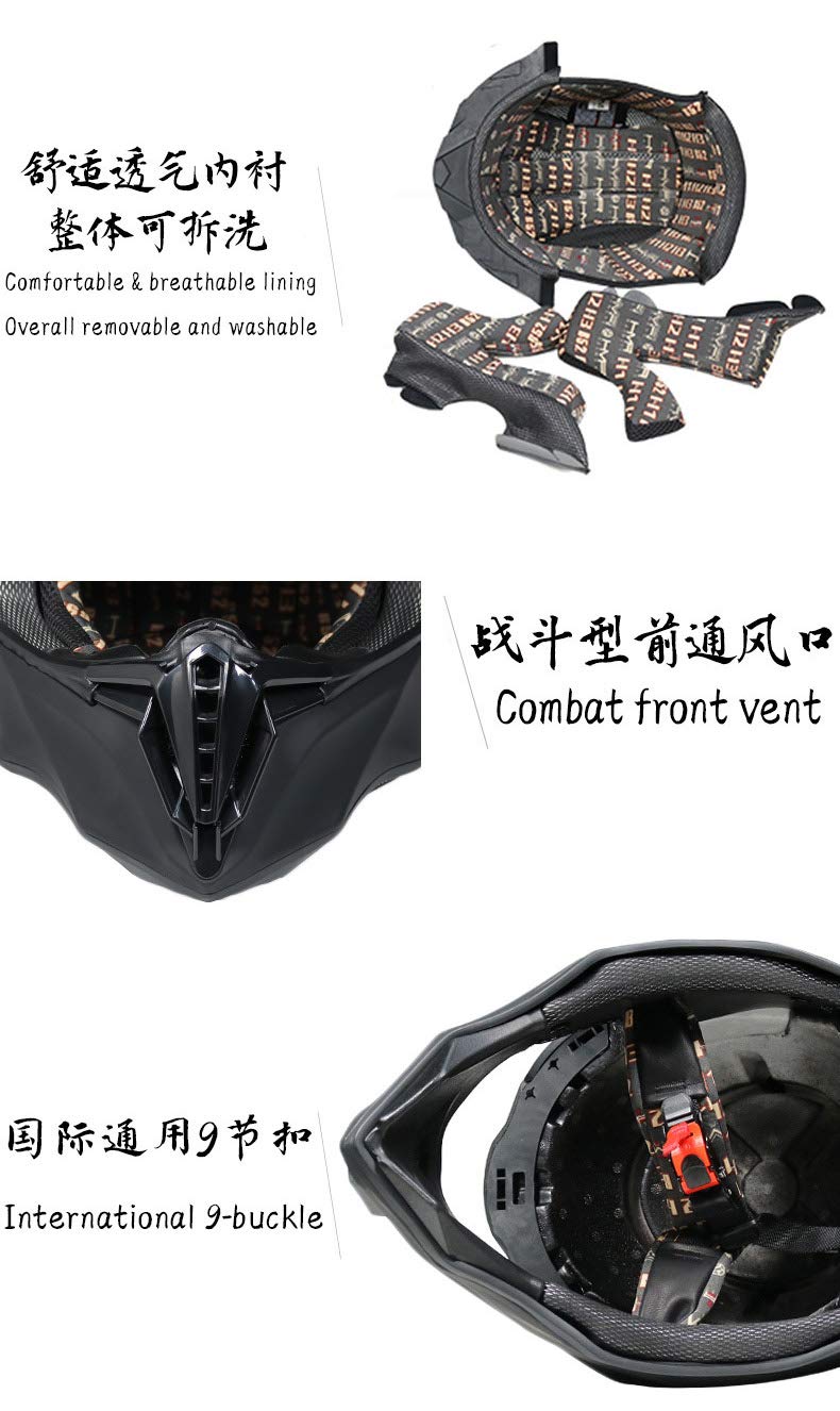 Casque Hors Route Dual Sport Casques de Motocross de Rue saleté vélo Descente extrême VTT avec Cadeau - Lunettes (Noir Mat, M)