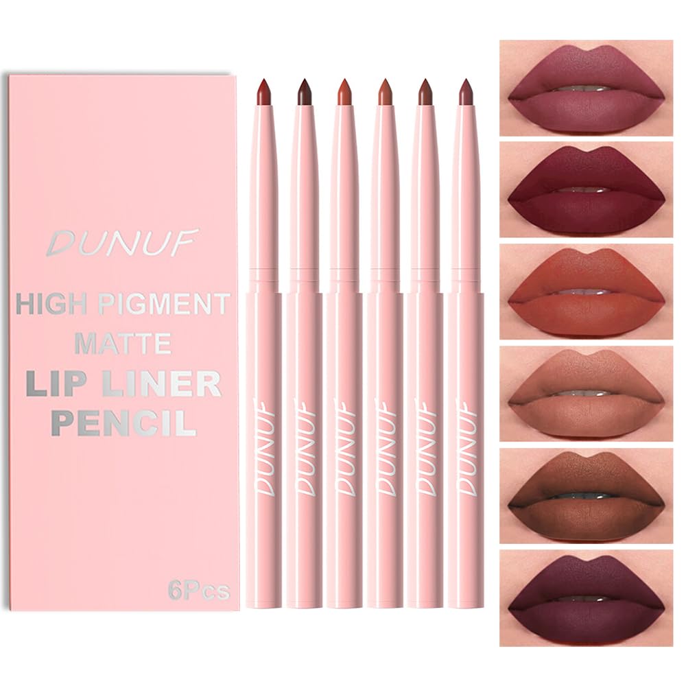6 Colors Retractable Lip Liner Kit, Creamy Matte Sculpting, #01 6 Colors Lip Liiner #01 1 Ounce (Pack of 1)