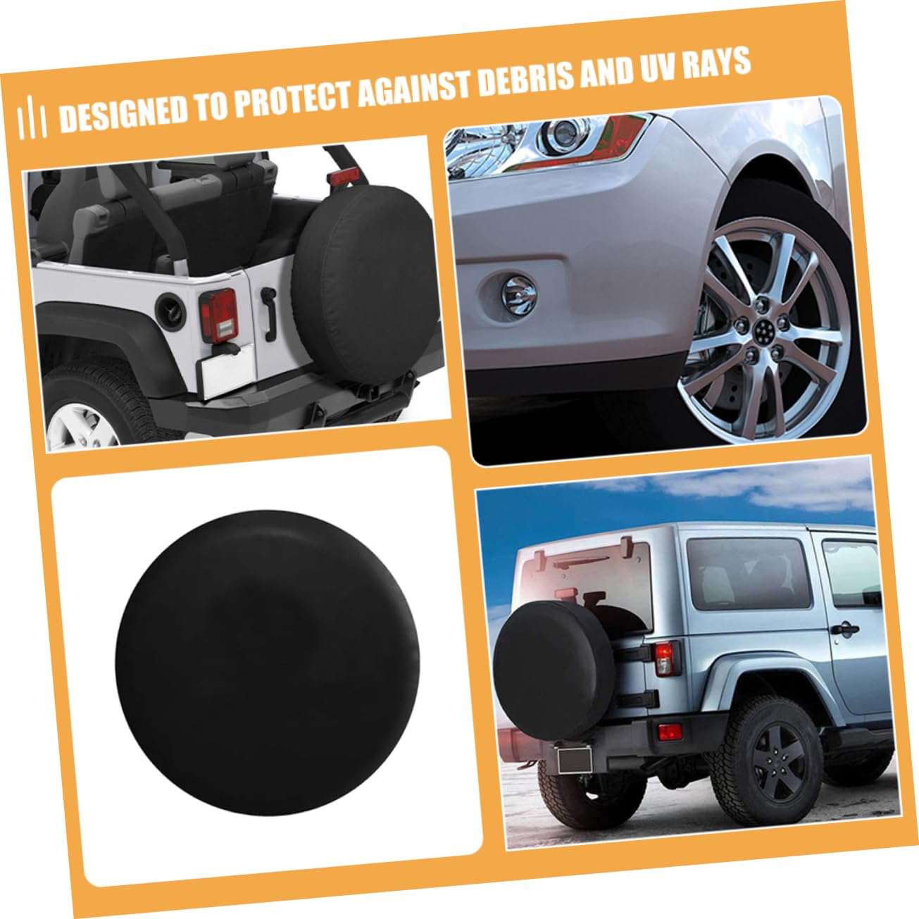 GLEAVI 2 Fundas para Neumático de Repuesto de Caravana, Ajuste Elástico, PVC, Resistentes a UV, 15 Pulgadas, 2 Piezas