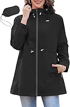 Zando Packable Rain Jacket Women Waterproof - Raincoat for Women Lightweight Hooded Outdoor Windbreaker for Travel Hiking