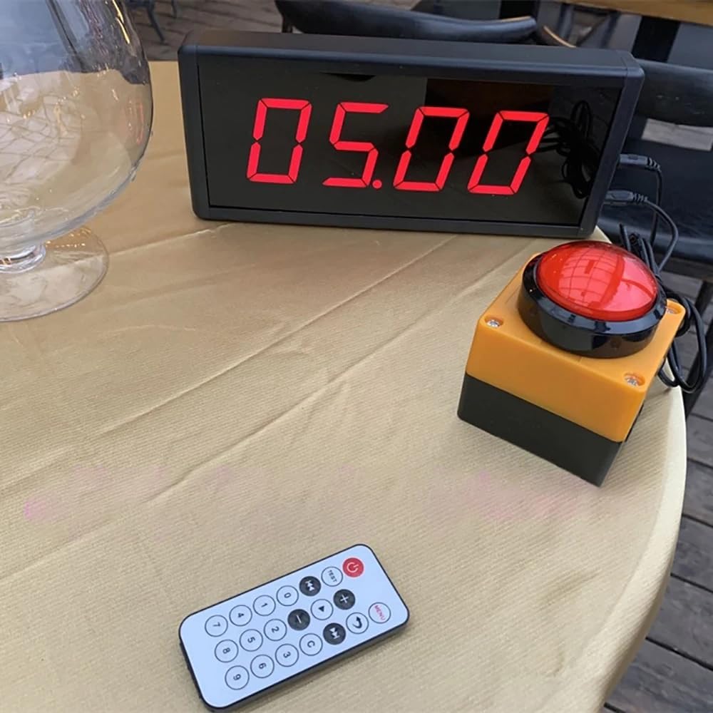Timer da Competizione con Display Digitale, Contatore del Cronometro per Conto alla Rovescia, Attrezzatura per Cronometraggio del Parlato da Allenamento + Telecomando(2,3 pollici 4 cifre, Plug-in)