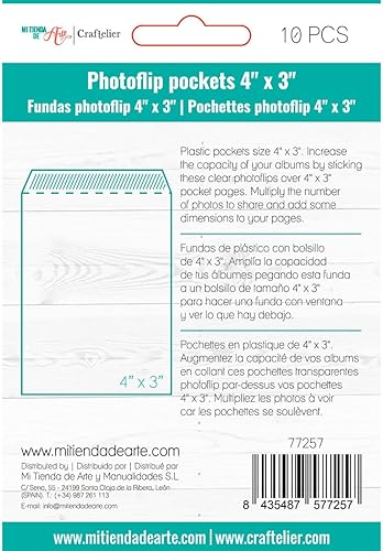 Craftelier - Fundas de plástico transparente para Photoflip  Accesorio perfecto para aumentar la capacidad del álbum de fotos  Incluye 10 fundas de