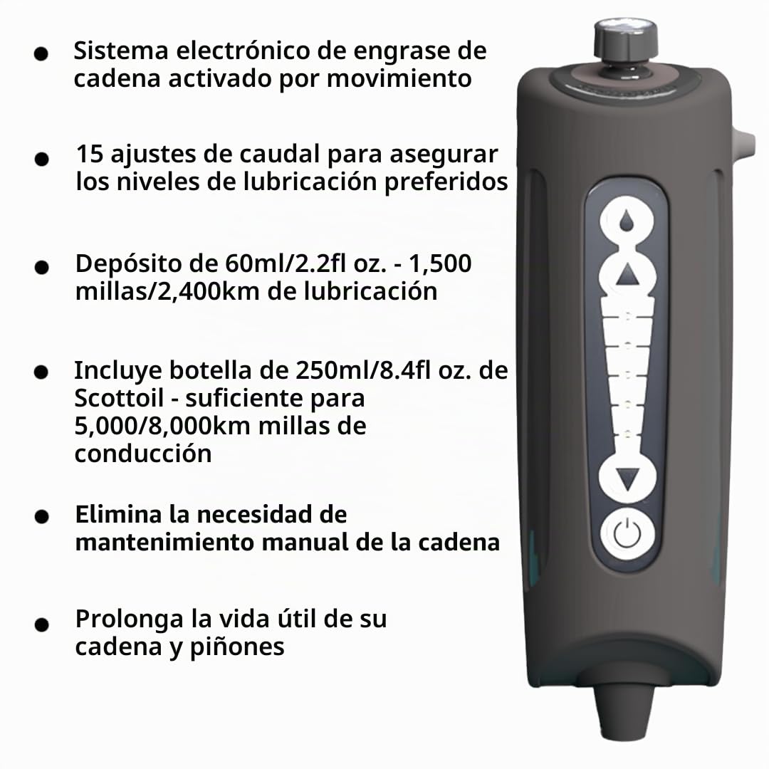 Scottoiler xSystem 3.0+ - Engrasador automático de cadena – incluyendo All Climate biodegradable verde Scottoil…