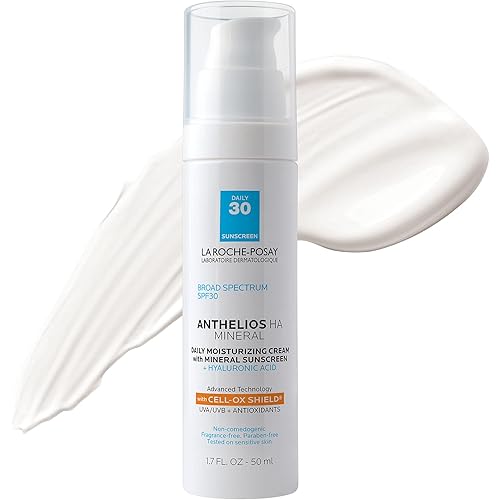 La Roche-Posay Anthelios 100% Mineral Sunscreen Moisturizer with Hyaluronic Acid, Broad Spectrum SPF 30 Face Sunscreen with Zinc Oxide & Titanium Dioxide, 1.7 fl. oz.