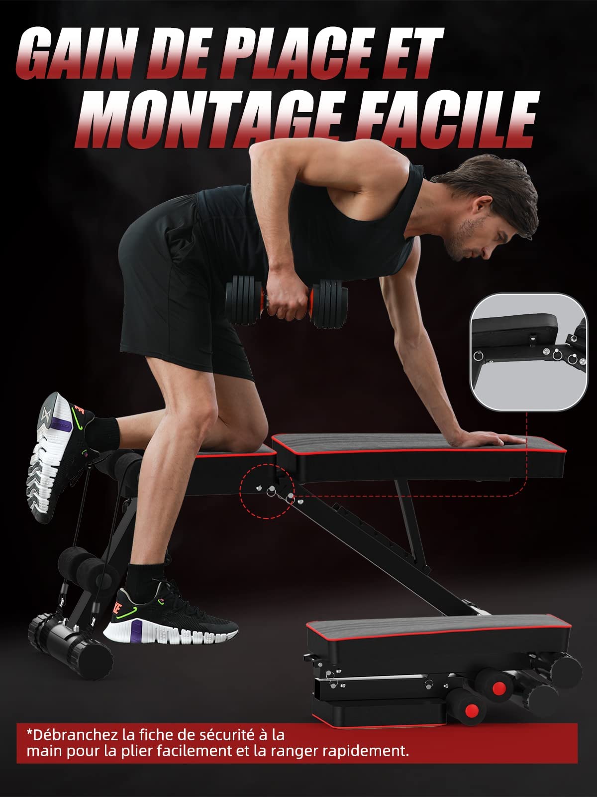 YOLEO Banc réglable, Banc de Musculation pour l'entraînement Complet du Corps, Banc inclinable Exercice Gymnastique à Domicile (avancé)