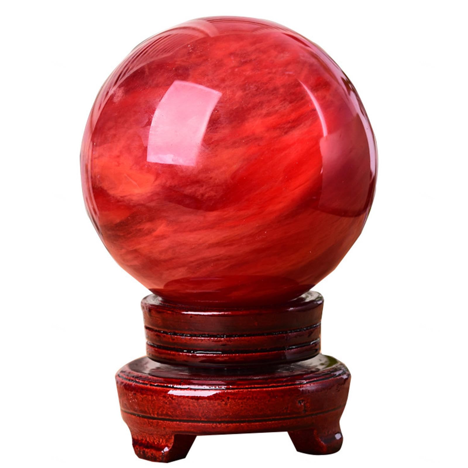 NIBHZ Adorno de Bola de Cristal Adornos de Bolas de Cristal Rojo Natural Cinabrio Feng Shui Adornos de Escritorio Sala de Estar Oficina Estudio Decoración del Hogar Exhibición,6cm