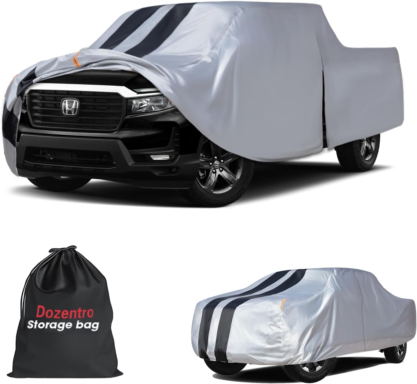 Honda Ridgeline Truck Cover Custom Fit 2005-2026 Crew Cab Short Bed(5.3') with Door Zipper, 10 Layers Outdoor Heavy Pickup Truck Cover Waterproof All Weather, Wind Dust Sun Protector.