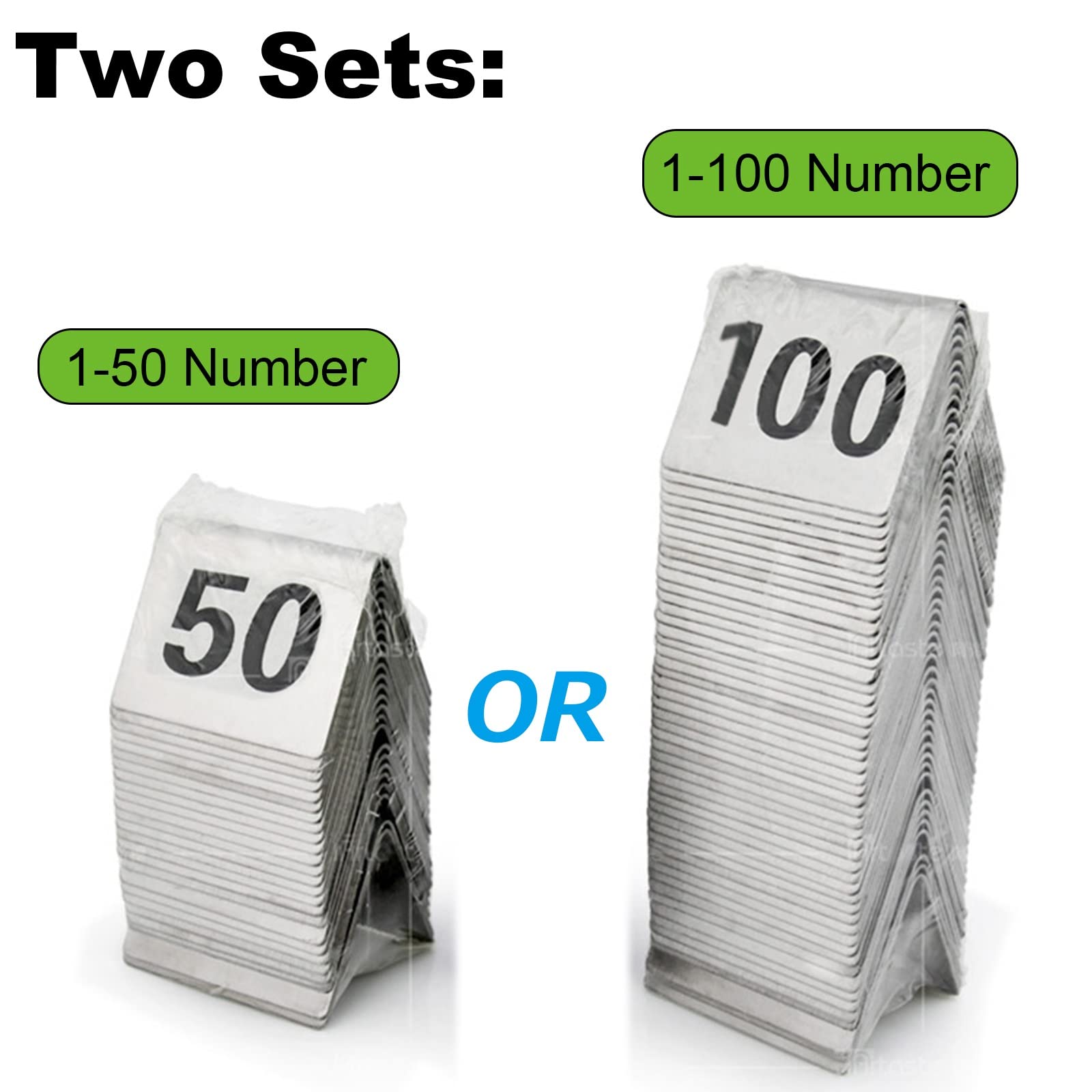 Targhe da Tavolo in Acciaio Inossidabile Piastre Numero Tavolo 1-50 o 1-100 Supporti per Numero Tavolo Stile Tenda/da 1 a 100/5 * 4 cm (da 1 a 50 5 * 4 cm)