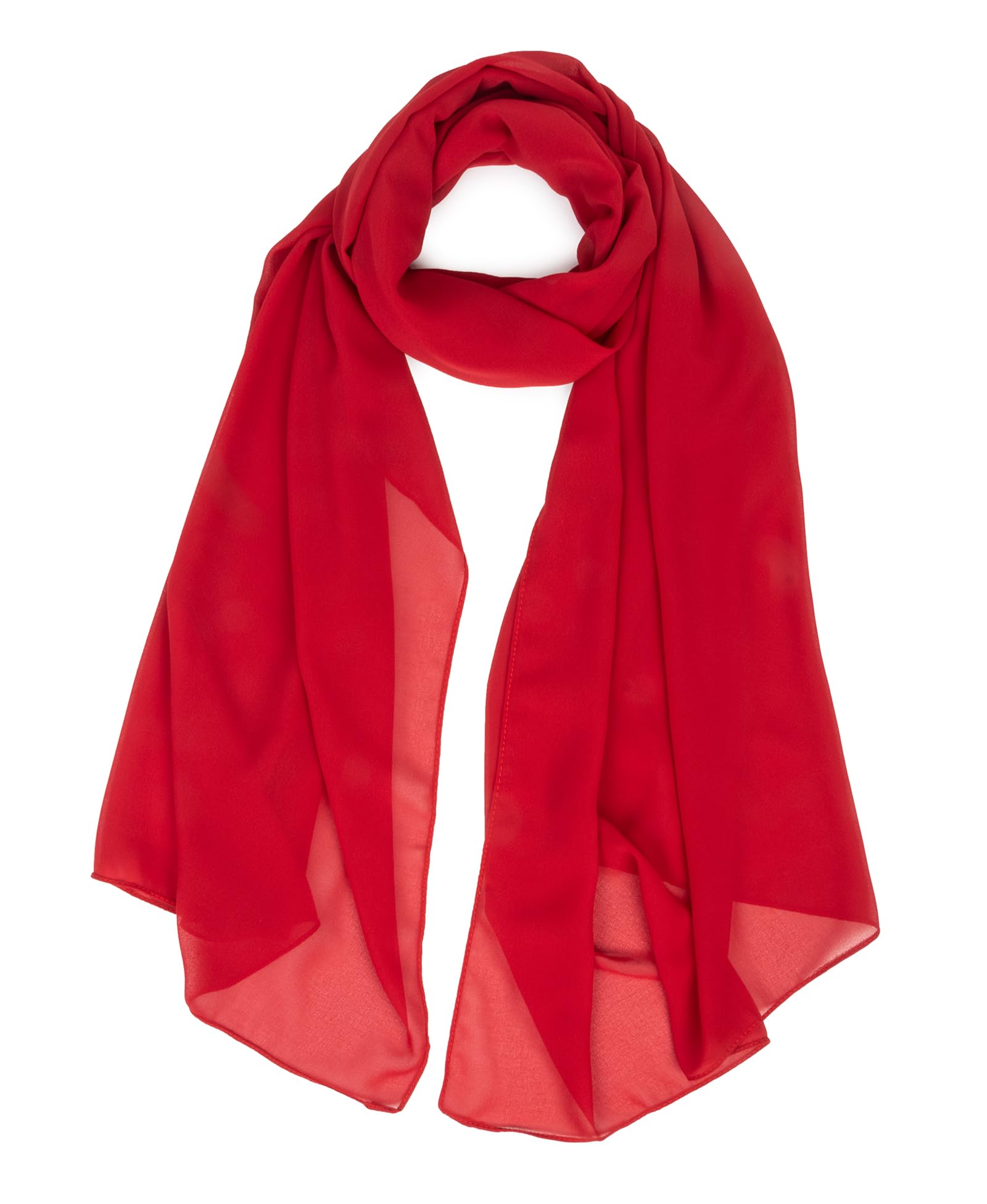 Bufandas de moda para mujer, bufandas ligeras de gasa para mujer, chal de verano, bufanda de urdimbre (70.9 in*27.6 in), Rojo -