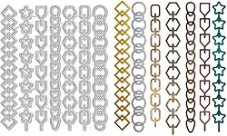 Matrizes de corte com tema de corrente, correntes circulares retangulares de diamante para fazer cartões, álbum de fotos faça você mesmo, álbum de fotos, cartão de papel decorativo em relevo