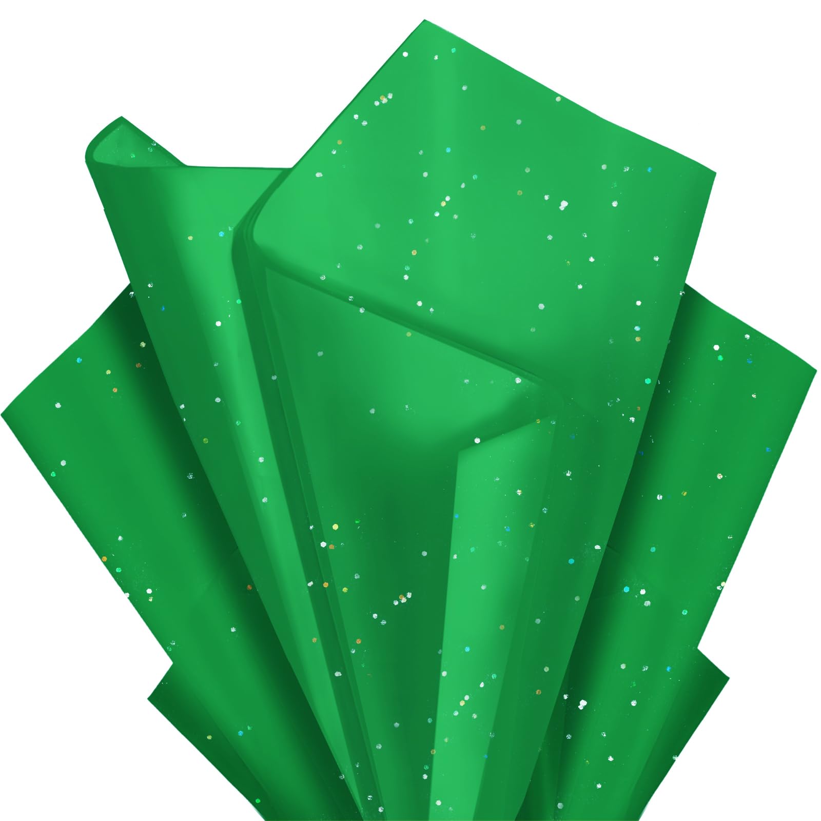 Green Glitter Tissue Paper for Gift Bags 36 Sheets 14x20 Inch - Recyclable Wrapping Paper for Weddings, Birthdays, Party &amp; Festival Decorations DIY Craft Supplies