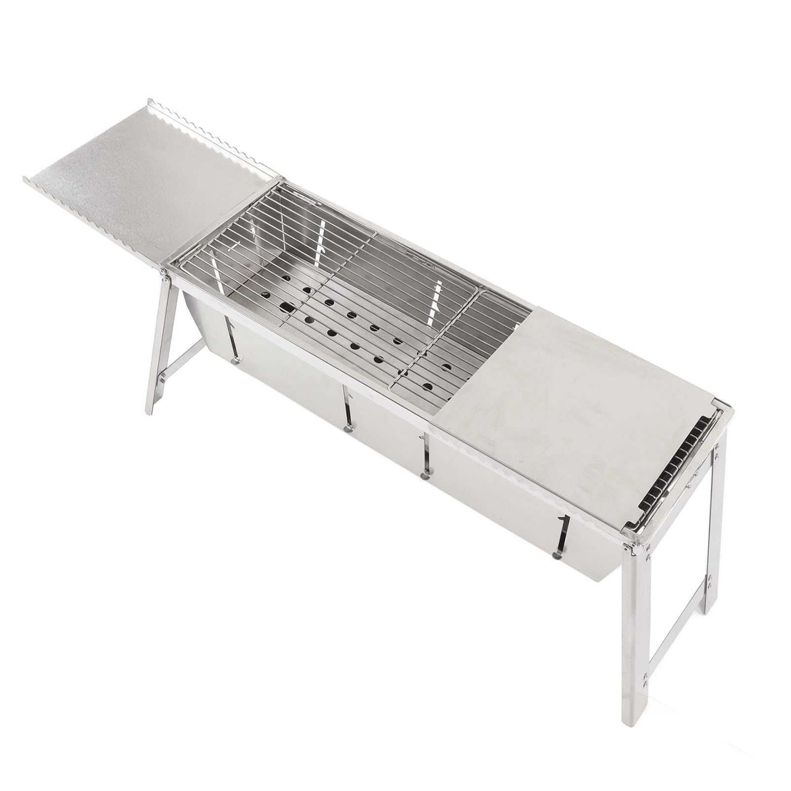 Fornello da Campeggio a Legna in Acciaio Inossidabile con Griglia per Barbecue All'aperto e Campeggio 30x19,8 Cm