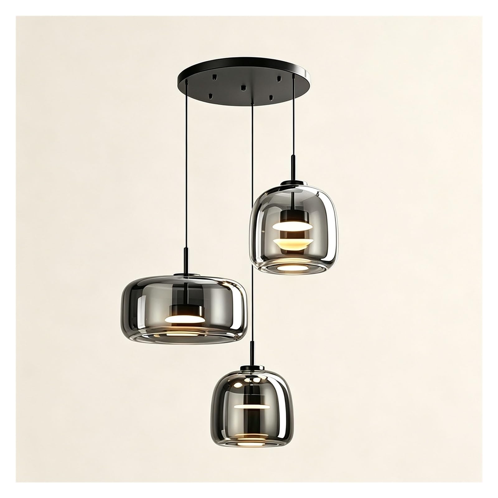 LUOYAOB Modern Smoked Glass Pendant Light Grey Hanging Lamp