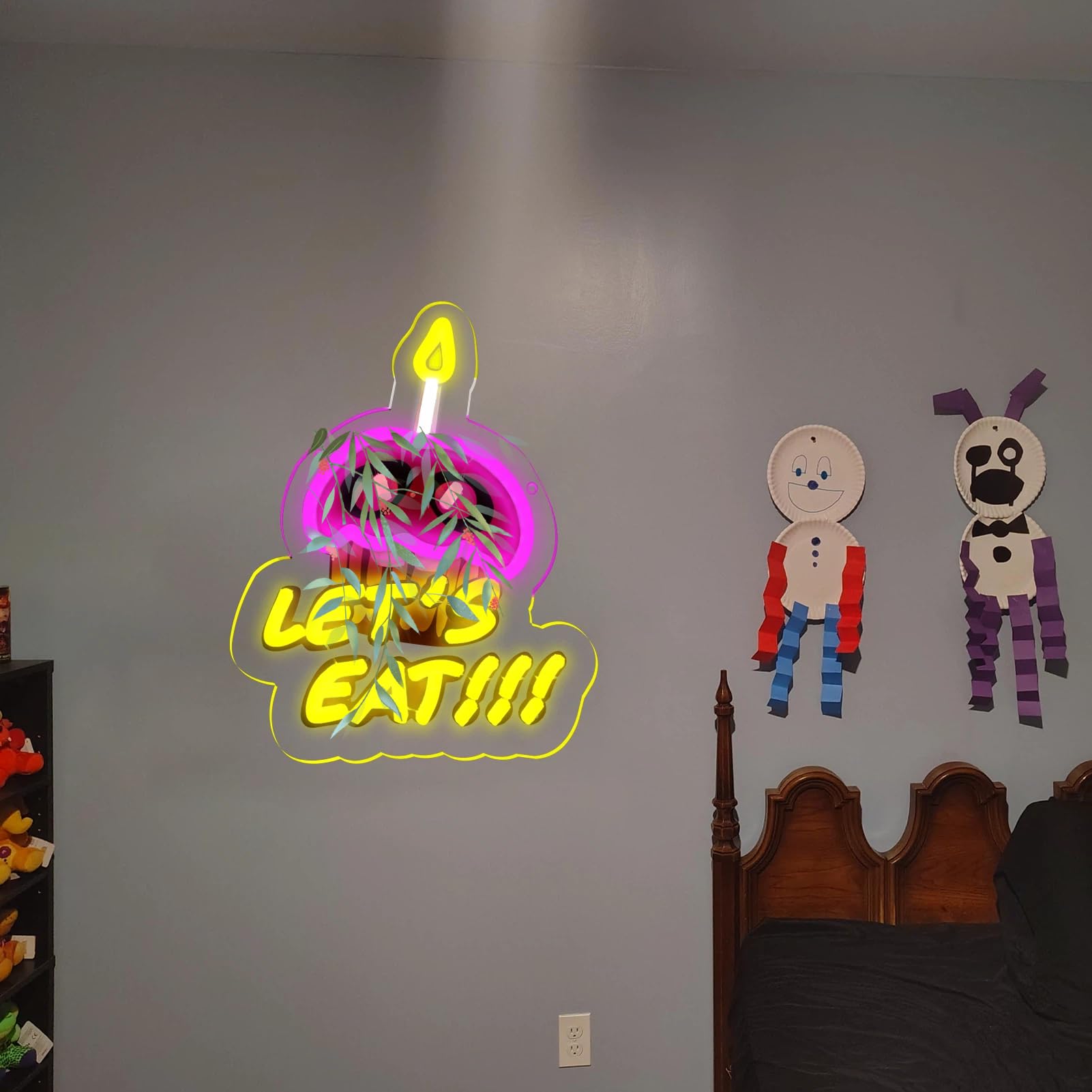 Insegna al neon con scritta "Let's Eat", divertente luce al neon a forma di cupcake, decorazione da parete dimmerabile per cucina, ristorante, panetteria, bar, sala giochi, camera da letto