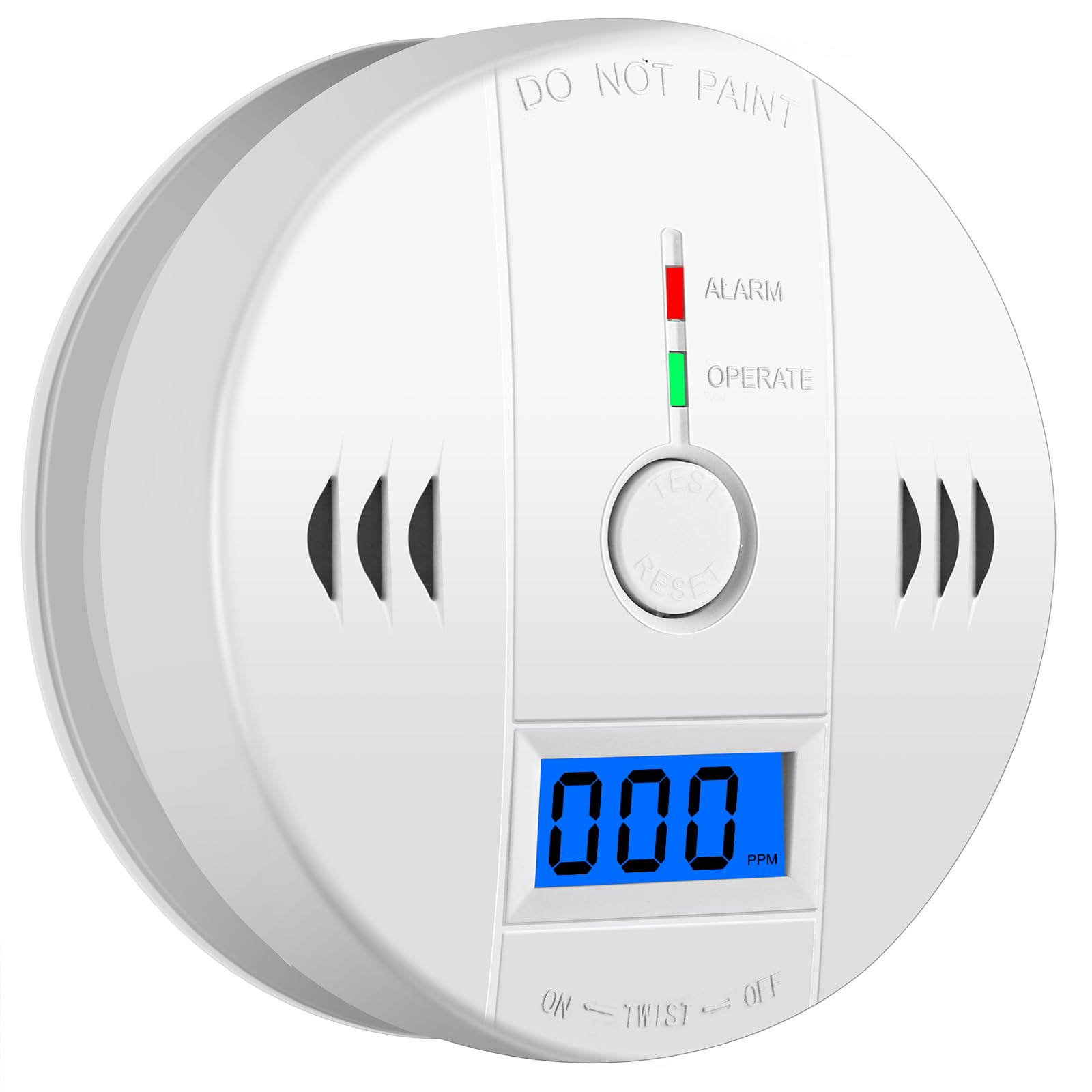 Carbon Monoxide Detectors Battery Powered Ring CO Monitor Wall Mount Alarm Detector with Sound and Light Warning for Home Room Hotel Office Car RV, Complies with UL2034 (Batteries NOT Included)