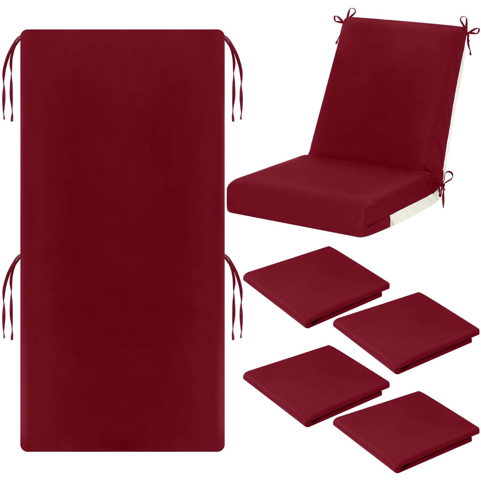 Photo 1 of **COVERS/ CUSHIONS NOT INCLUDED*** Tudomro 4 Pcs Outdoor High Back Chair Cushion Covers (Not Includes Cushion) Waterproof Patio Replacement Rocking Chair Slipcover Seat Pad Cover with Tie for Furniture (Brick Red,44'' X 21'')
