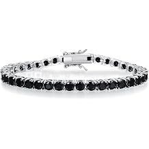 Gemsme Black Classic Tennis Bracelets for Women, 18K White Gold Plated Round Cubic Zirconia Tennis Bracelet for Women Mom Wife
