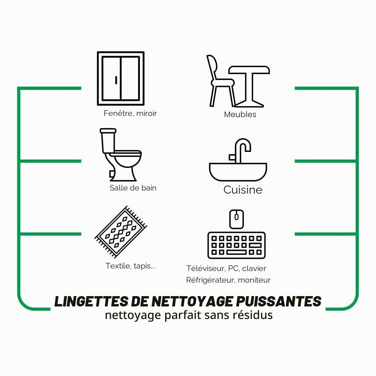 Clearfee Sleepy Lot de 6 lingettes humides de nettoyage de surface, 100 feuilles XXL, jetables, puissantes, grandes