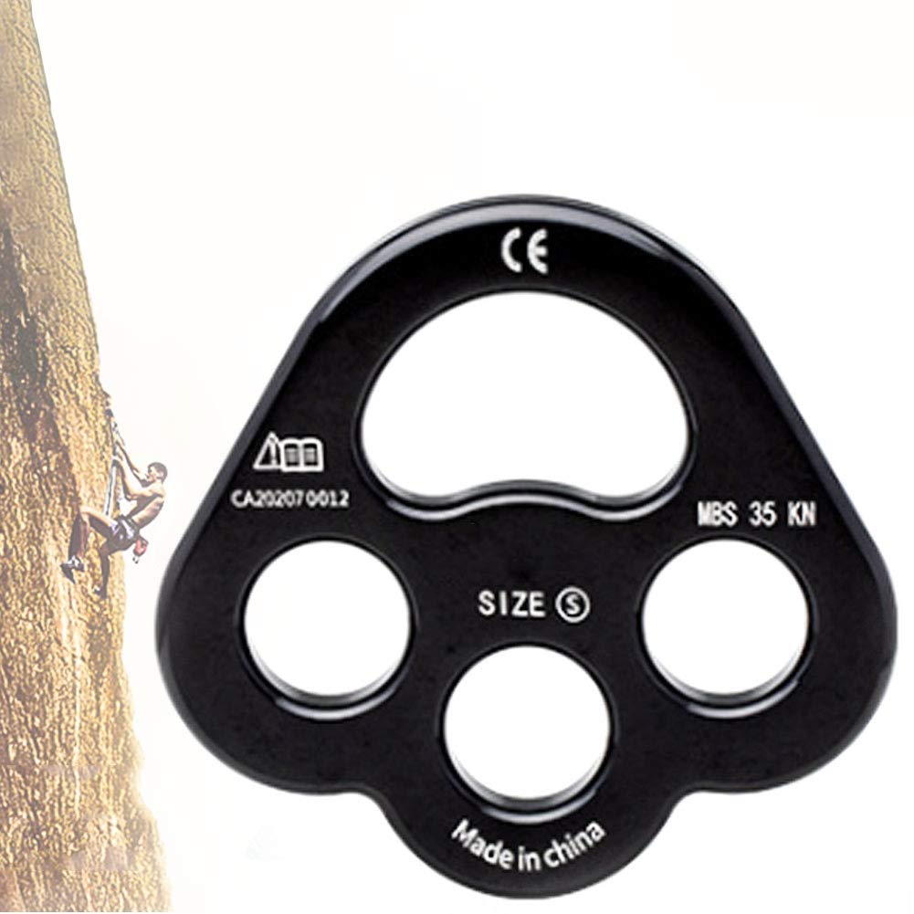 NANANA Equipo de Seguridad de Herramienta Fija de Escalada, Placa de Componente de Fuerza de 3 Agujeros, 35KN Polea Fija para Escalada Metálica Portátil Polea con Placa Oscilante, 90x84mm