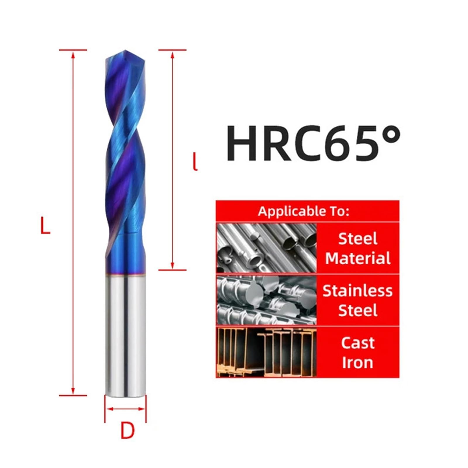 1 Uds HRC65 ° Brocas de carburo de tungsteno brocas de Metal broca giratoria 7,1-14,0mm