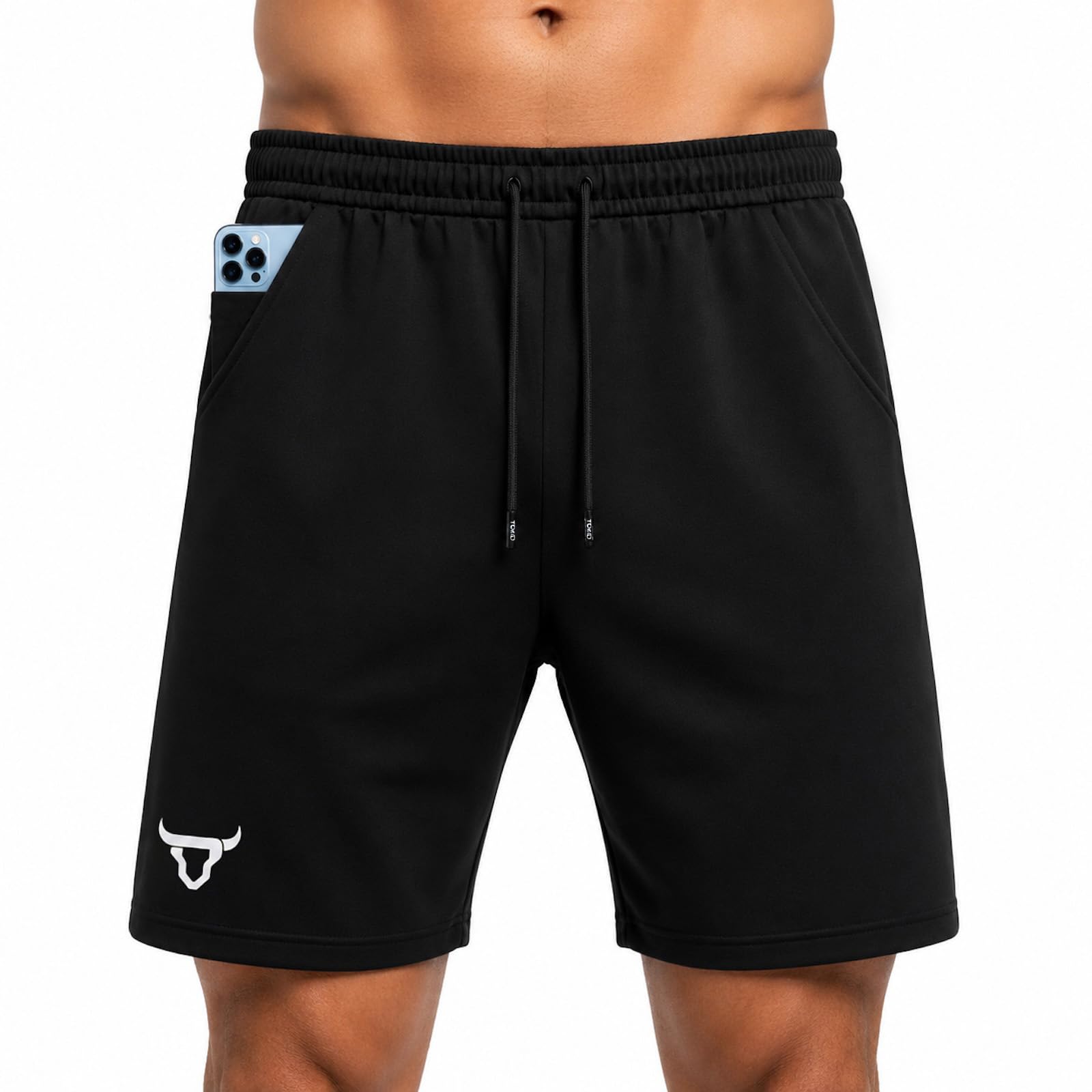 TORO ACTIVA Confezione da 2 pantaloncini da corsa da uomo, con tasche laterali invisibili con cerniera, coulisse in vita regolabile, pantaloncini da allenamento leggeri