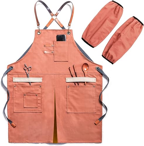 Delantal de lona con bolsillos para mujeres y hombres, delantal de chef de cocina, regalo para él y ella