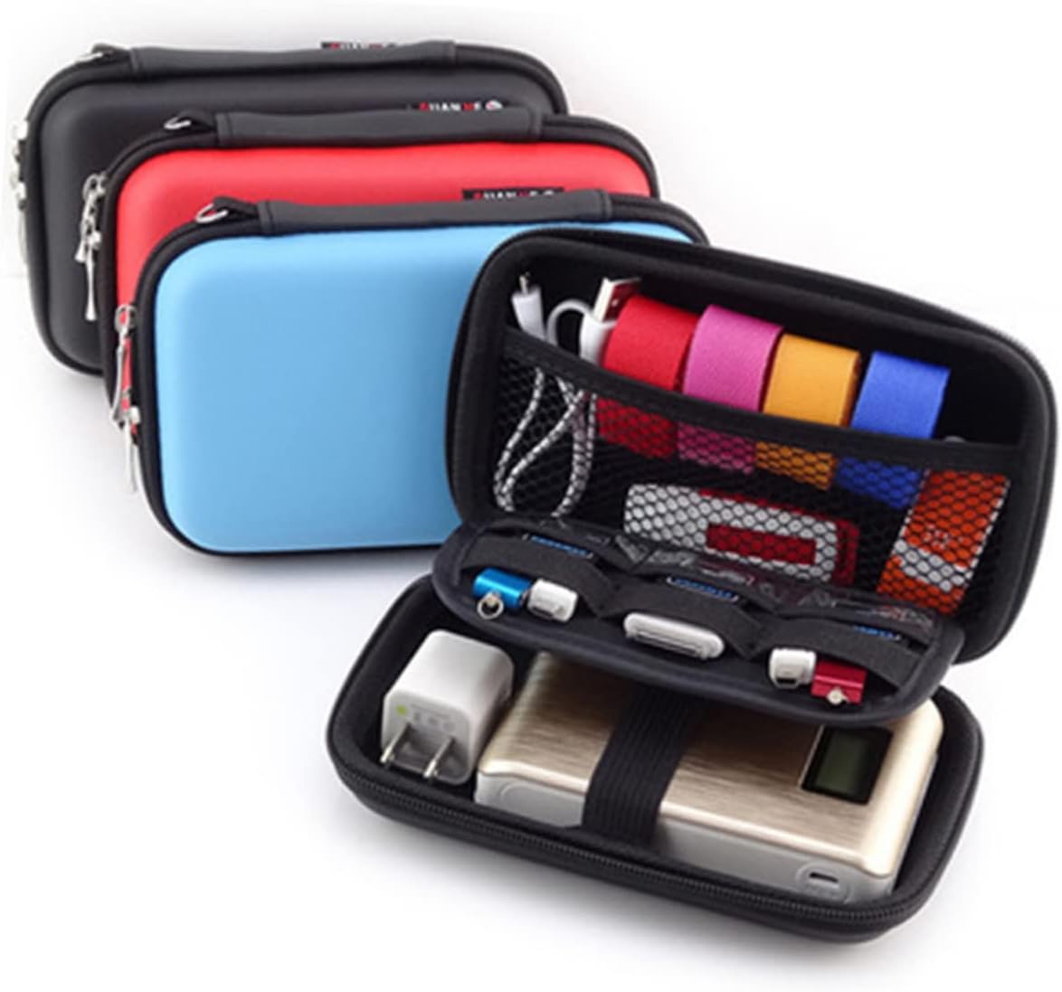 DOITOOL 3pcs Electronic Accessory Organizer Bag Portable Travel Storage Case for Cables Chargers and Gadgets Design Multiple Compartments for Travel and Daily Use Black