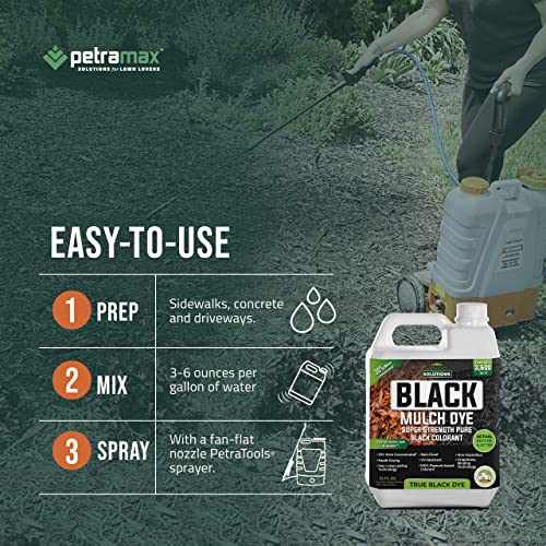 Petratools Black Mulch Dye, 3,600 Sq Ft Coverage - Mulch Dye Black, Black Mulch For Landscaping, Black Mulch For Garden Beds, Wood Mulch Dye, Permanent Mulch Paint & Playground Bark Mulch (32 Oz) #TOP2