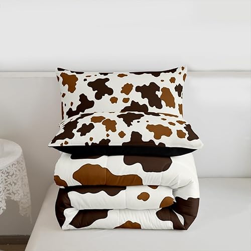 Miniatura 7 de Juego de edredón con estampado de vaca tamaño King, juego de ropa de cama de piel de vaca para niños, niñas, hombres y mujeres, decoración de