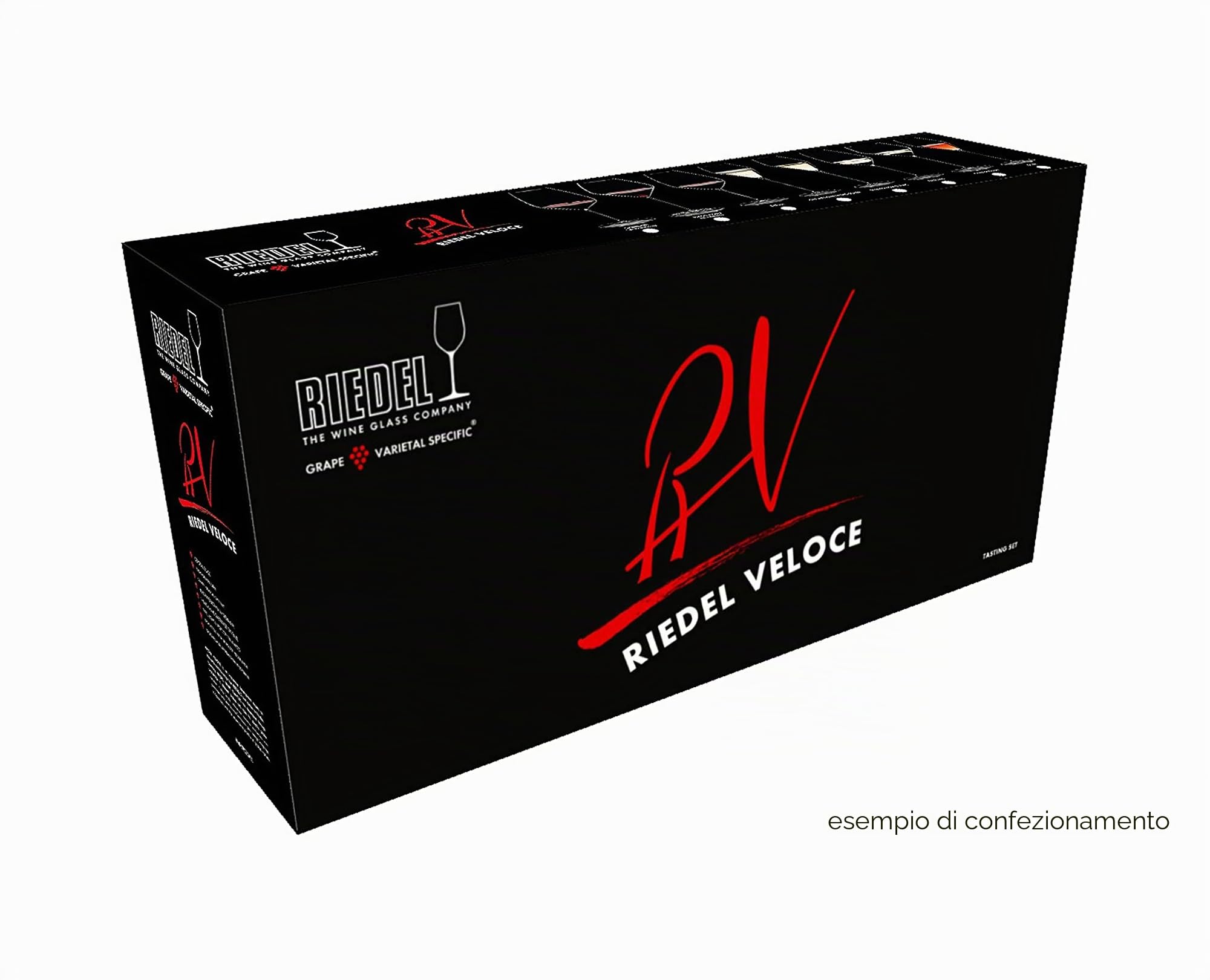 Riedel Veloce Set di 4 bicchieri da vino – Cabernet, Pinot Nero, Sauvignon Blanc, Chardonnay – Lavabile in lavastoviglie – Vetro cristallo – 5330/47