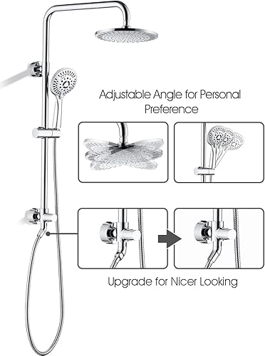 Miniatura 4 de BRIGHT SHOWERS Sistema de cabezales de ducha de lluvia que incluye cabezal de ducha de lluvia de 9 pulgadas y cabezal de ducha de mano con soporte